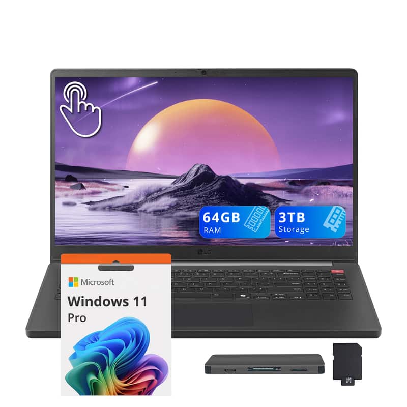 LG - Upgraded - gram Book 15.6" FHD Touch Laptop,Intel Ultra 7 255U,64GB RAM,2TB SSD+1TB Dock Set,Numeric keypad,Win 11 Pro - Black