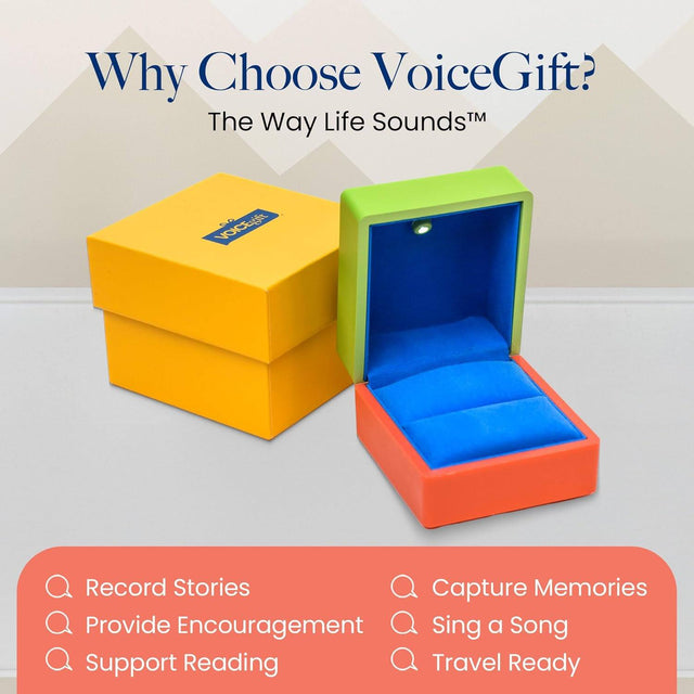 Why Choose VoiceGift?  
The Way Life Sounds™

- Record Stories
- Provide Encouragement
- Support Reading
- Capture Memories
- Sing a Song
- Travel Ready