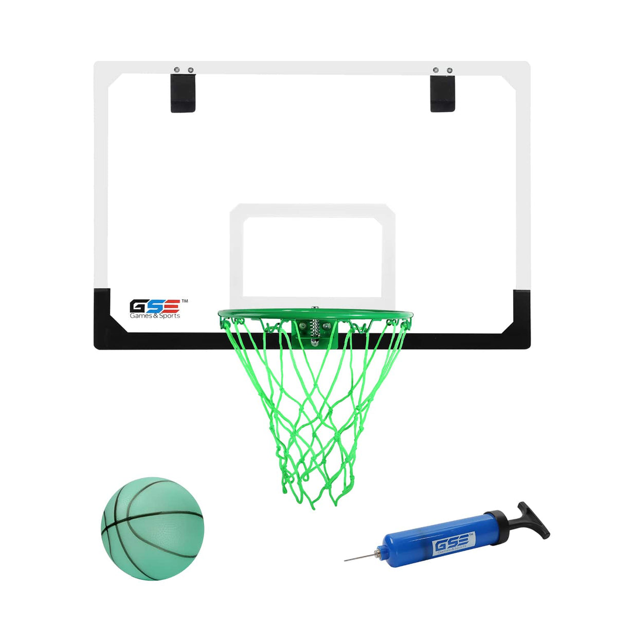GSE Games & Sports Expert - 17.75" x 12" Over-The-Door Pro Basketball Hoop with Basketball & Pump, Mini Basketball Hoop Set(Glow in the Dark)