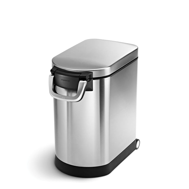 Front. simplehuman - medium pet food can, brushed stainless steel - Brushed.