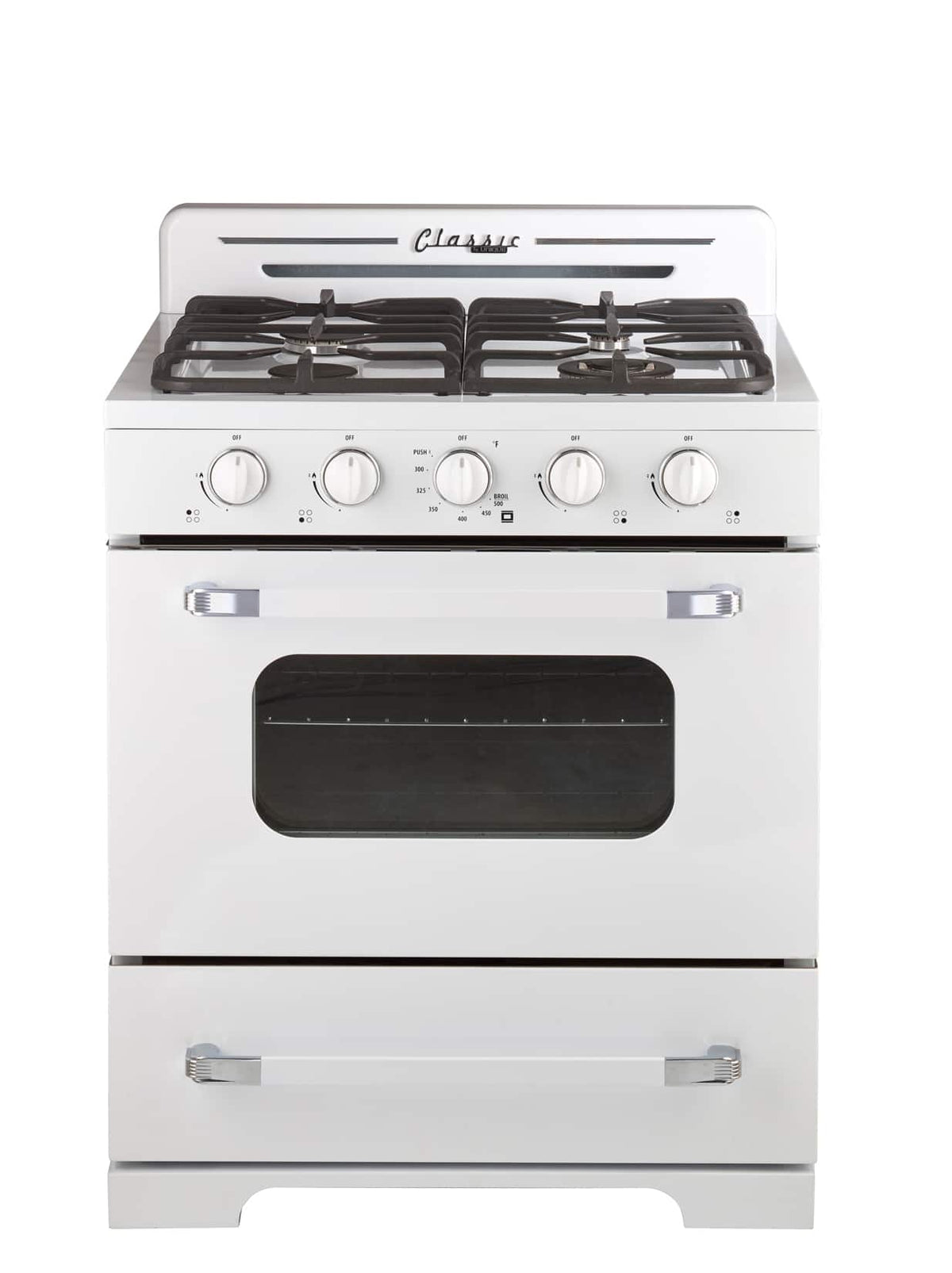 Unique Appliances - 30 in. Wide 4 burner Classic Retro 3.9 Cu. Ft.  Propane Range w/ Battery Ignition - Marshmallow White