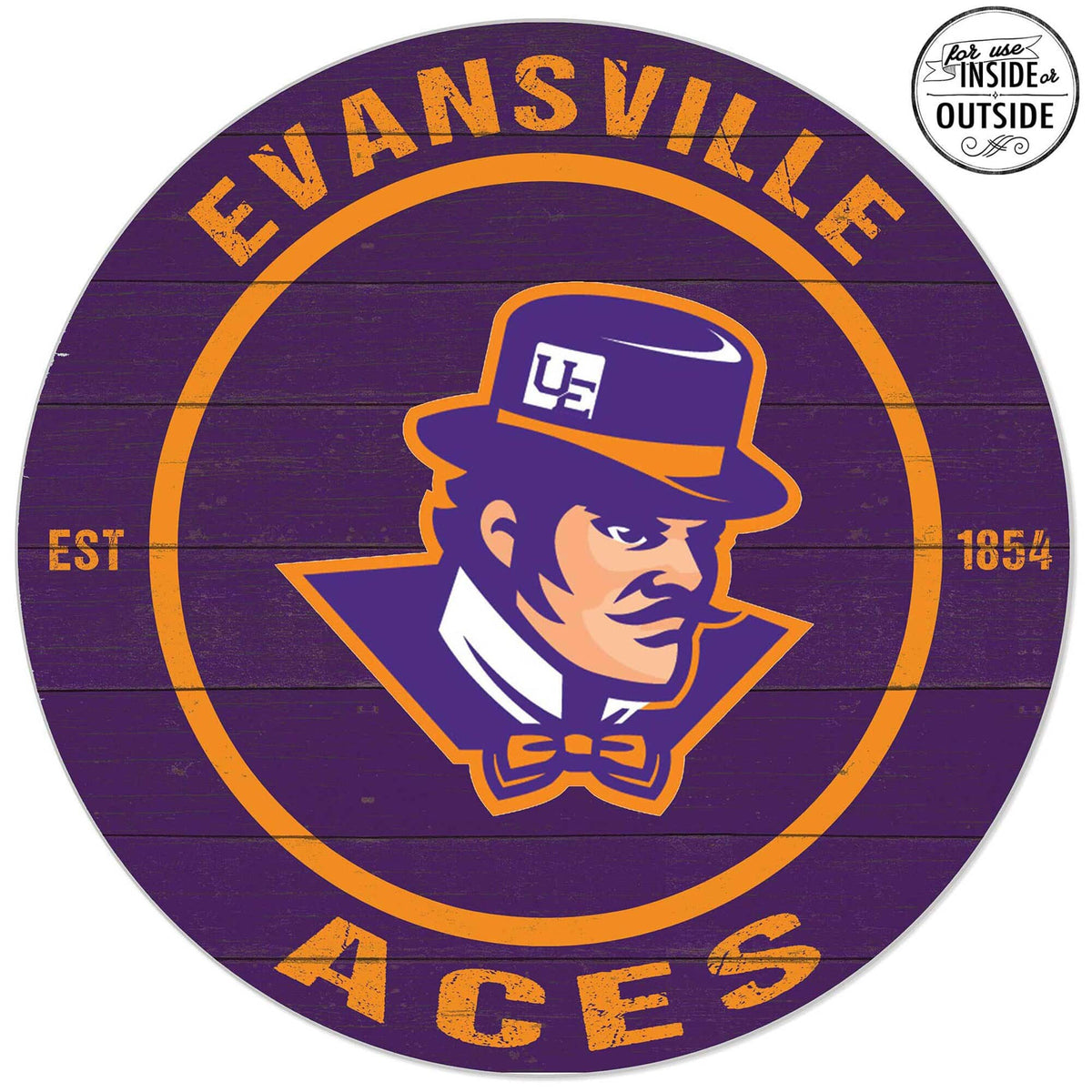 Jardine - Evansville Aces 20'' x 20'' Indoor/Outdoor Weathered Circle Sign - Purple