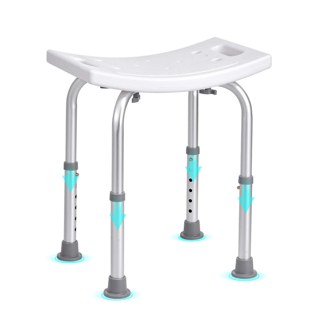 Front. VEVOR - Shower Chair, Adjustable Height Shower Stool with Built-in Handles, Shower Seat for Inside Shower - Silver;White.