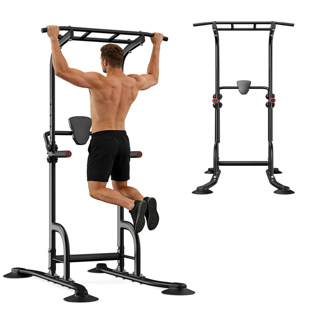 Front. Brick Attic - 330 Lbs Heavy Duty Power Tower, Strength Training Pull Up Bar Dip Station for Home Gym Workout Equipment - Black.