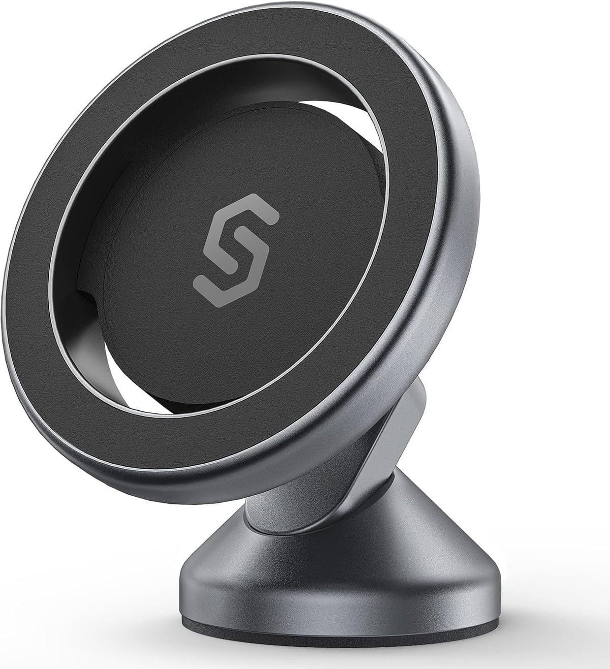 Syncwire - Adjustable Magnetic Car Mount for MagSafe, Compact 360° Rotating Stick-On Phone Holder for Dashboard - Space Gray