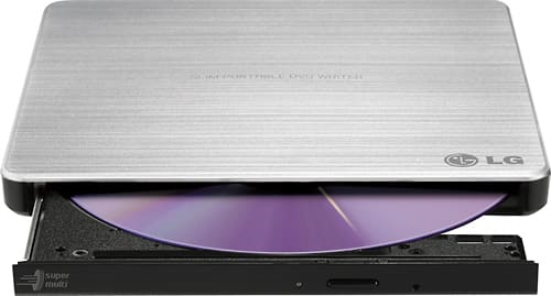 Front. LG - 8x External USB 2.0 Double-Layer DVD±RW/CD-RW Drive - Silver.