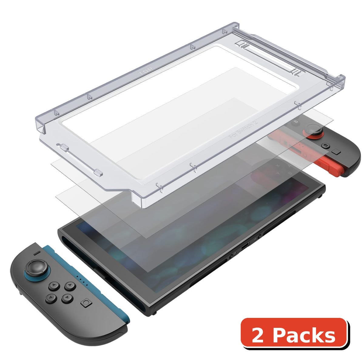 Fosmon - 2 Pack For Nintendo Switch 2 Screen Protector 9H Tempered Glass w/Installation Kit Scratch Resistant Full Coverage - Clear