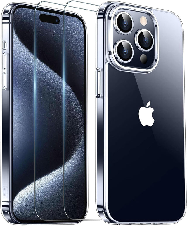 Front. Entronix - Entronix Bundle for iPhone 15 Pro - [Hard] Clear Case & 2 Clear Screen Protector - Clear.