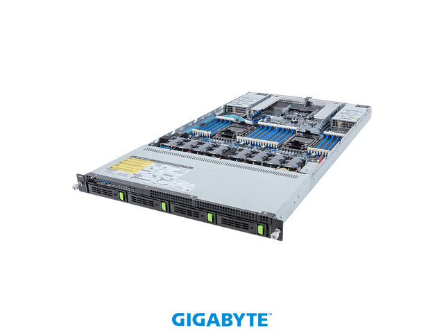 Front. GIGABYTE - GIGABYTE R183-S95-AAV1 Rack Server - 5th/4th Gen Intel® Xeon® Scalable - 1U DP 4-Bay Gen5 NVMe/SATA/SAS-4 Titanium.