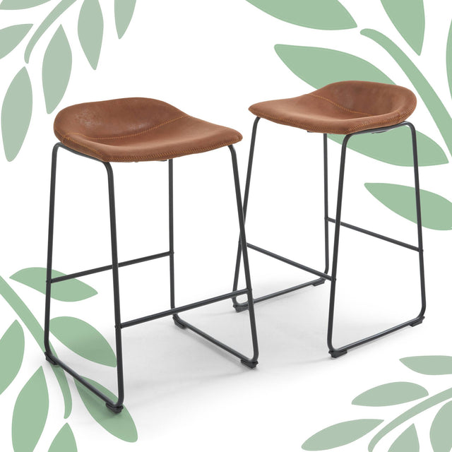 Front. Finch - Finch Landon Bar Stool, Set of 2, Brown - Brown.