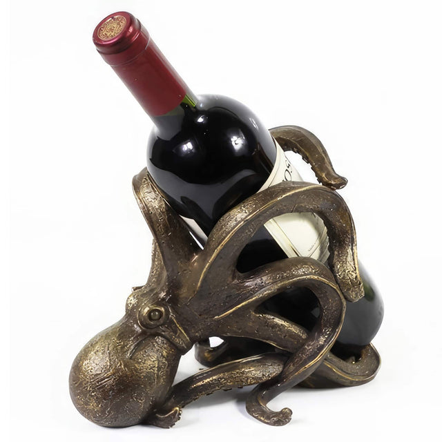 Front. FC Design - FC Design 8.25"W Gold Color Octopus Wine Holder Dining Room Figurine - Multicolor.