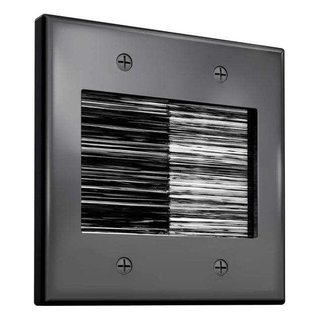Front. Fosmon - 2-Gang Brush Wall Plate Wire Hider, Ethernet Wall Plate Cover, Cable Pass Through Wall Plate for Speaker Coaxial HDMI - Black.