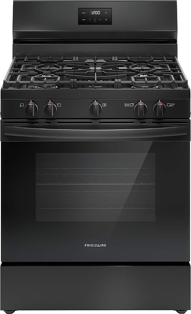 Frigidaire - 30 in. Wide 5 burners 5.1 Cu. Ft Freestanding Gas Range with Quick Boil Burner - Black