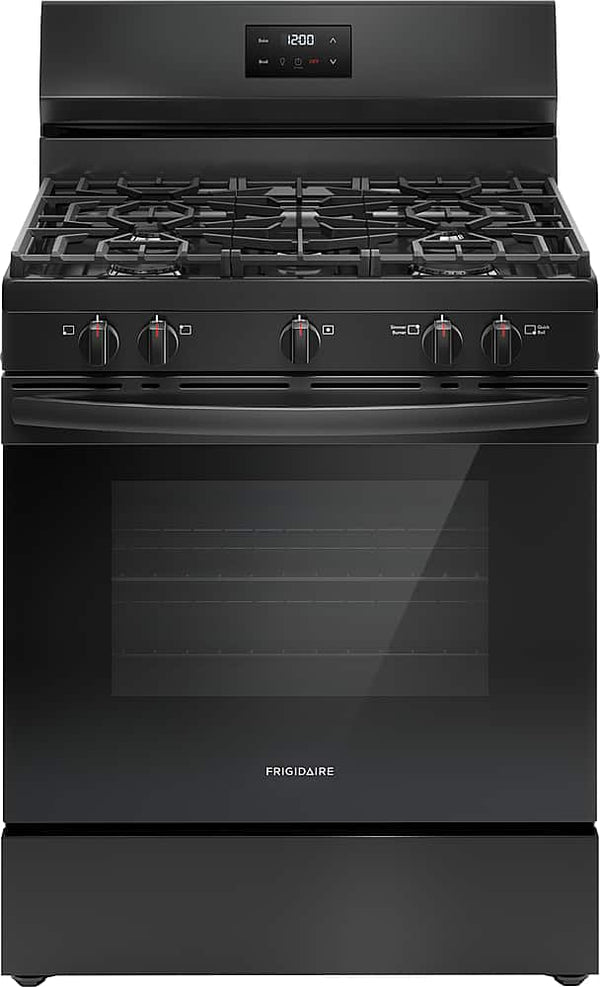 Frigidaire - 30 in. Wide 5 burners 5.1 Cu. Ft Freestanding Gas Range with Quick Boil Burner - Black