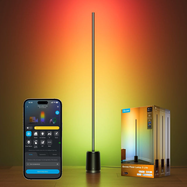 10:30 TLM - Govee Floor Lamp 3 Lite

- Scene
- Schedule
- Automation
- AI
- Voice
- Share Space
- Health
- Dr.
- More

Choose a color and adjust to set the signature of the device.

Color Temperature

Save to My Colors

Govee Floor Lamp 3 Lite