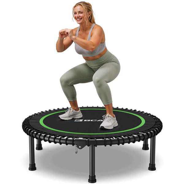 FED Fitness - BT2 450LBS Mini Rebounder Trampoline, 40"Adult Fitness Trampoline with Durable Bungees - Green
