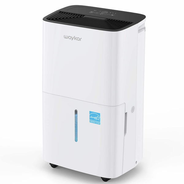 Waykar - 150 Pint Dehumidifier with Bucket and Auto Defrost 7,000 Sq. Ft. Energy Star for Bedroom and Basement - White
