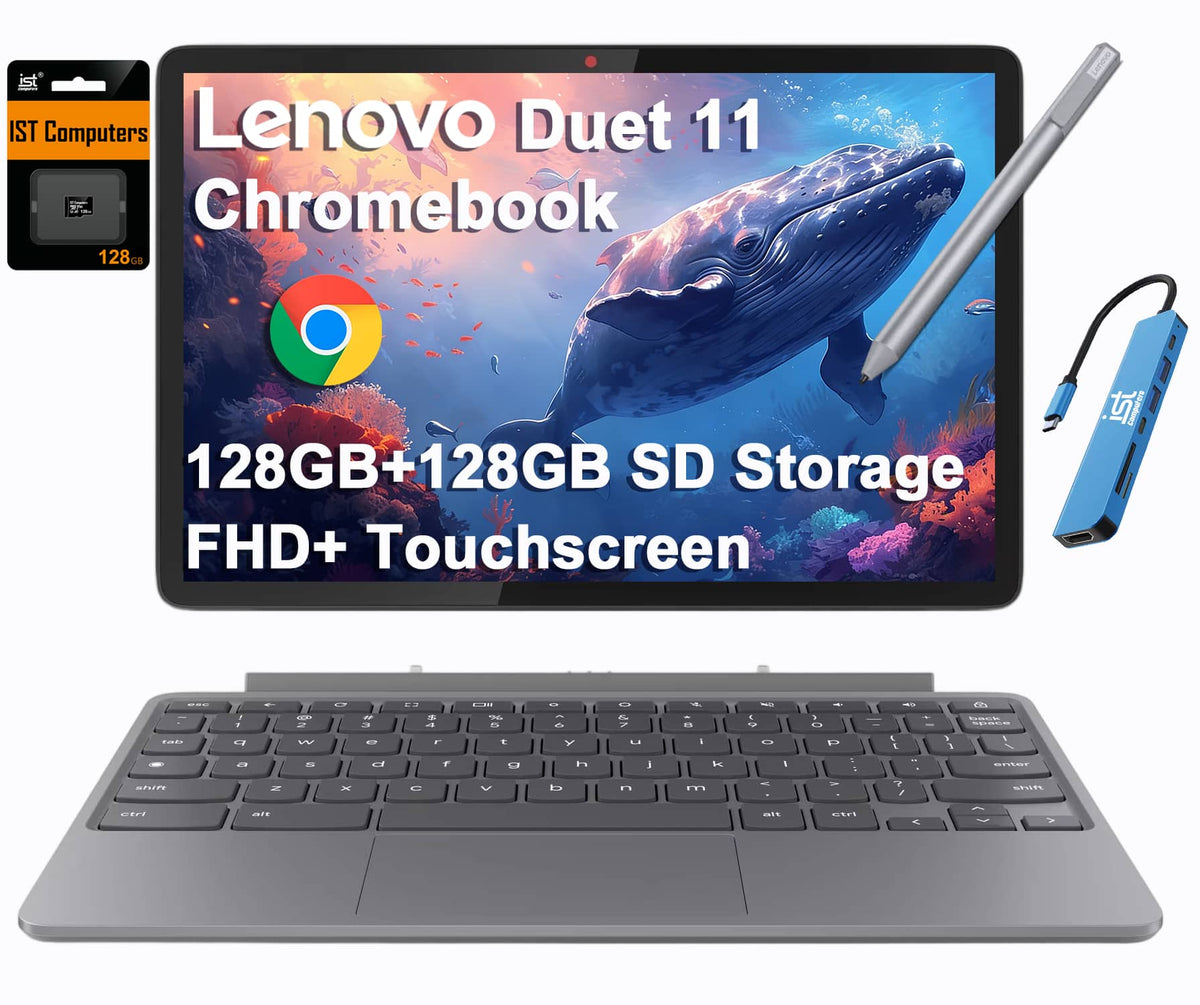 Lenovo - Duet 2-in-1 Chromebook 11" FHD+ LCD Touchscreen Laptop- MediaTek Kompanio 838 - 8GB RAM - 128GB eMMC - keyboard - Luna Grey