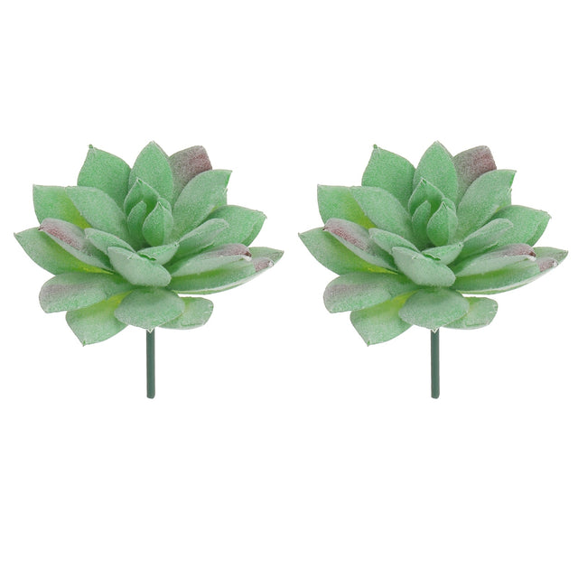 Front. Unique Bargains - Artificial Succulent Plants 2pcs Small Realistic Fake Succulents Colorful Faux Flocking Flowers for Home Decoration - Green.