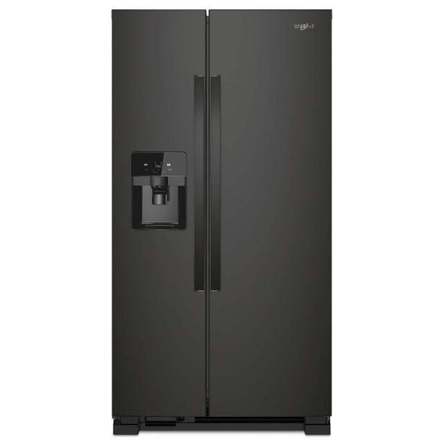 Front. Whirlpool - 33 in. Wide 21 cu. ft. Side-by-Side Refrigerator with LED Interior Lighting - Black.