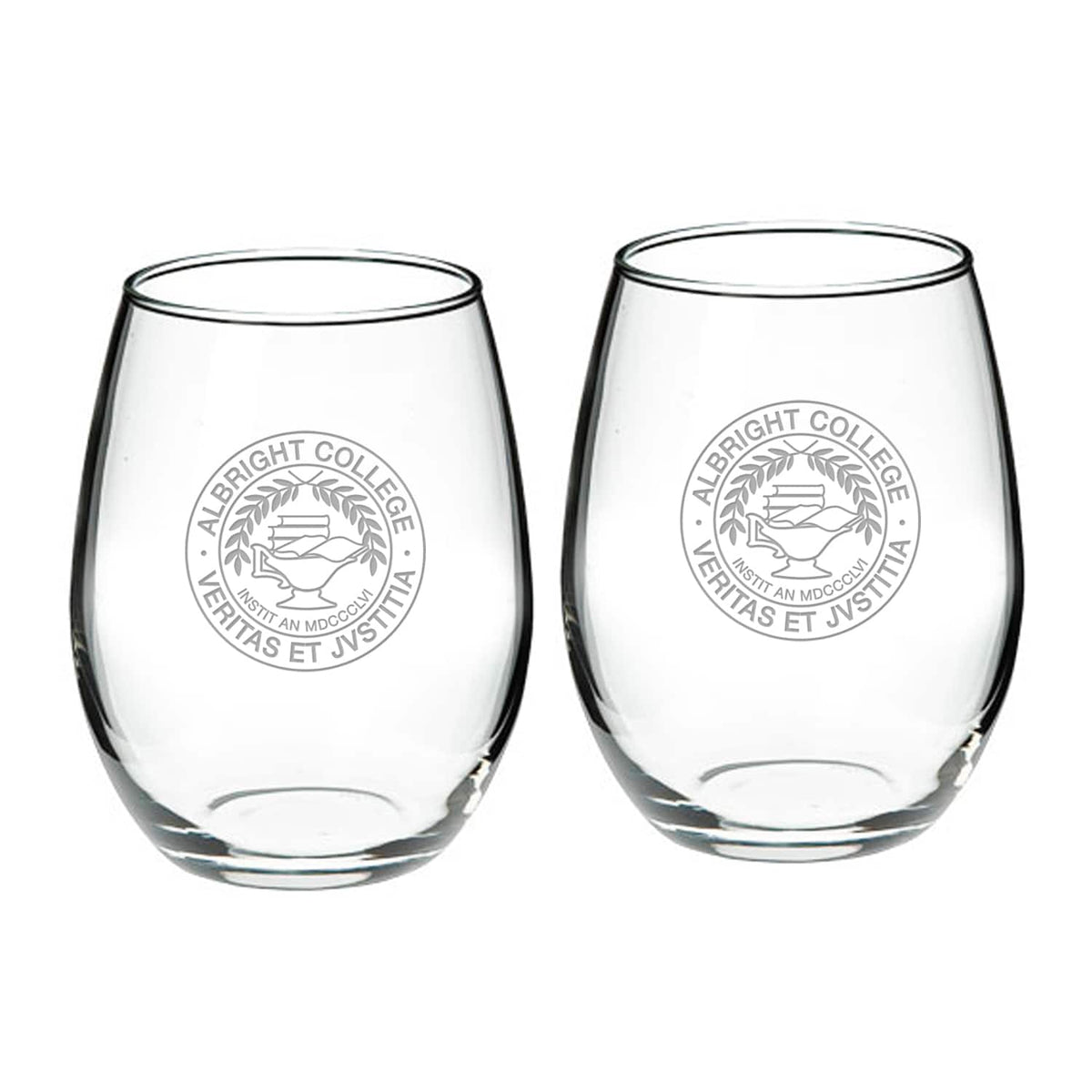 Jardine - Albright Lions 21oz. 2-Piece Stemless Wine Glass Set - Multicolor