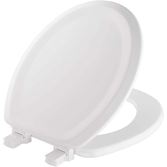 Front. BEMIS - Mayfair by Bemis Traditional Round White Enameled Wood Toilet Seat - White.