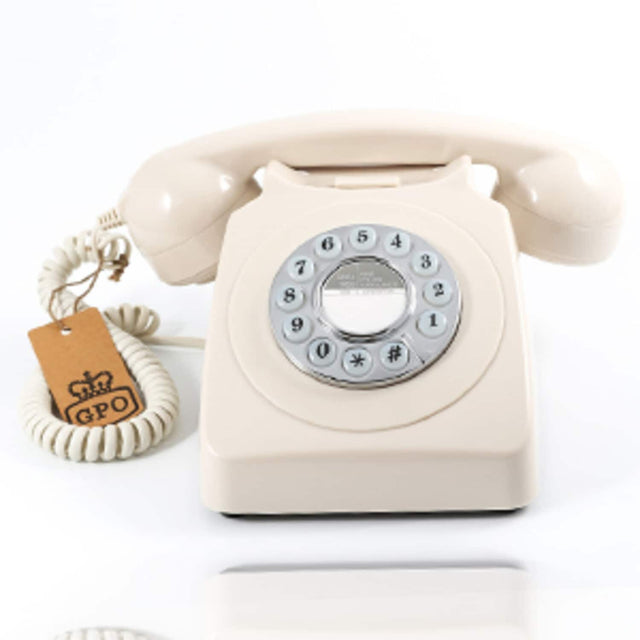 Front. PopMarket - GPO Retro GPO746PBIVR 746 Desktop Push Button Telephone - Ivory   - EQUIPMENT - White.