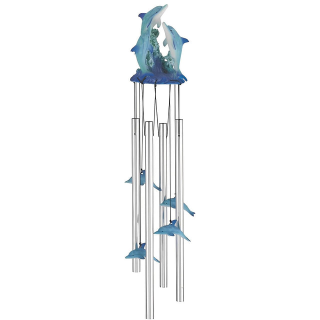 Front. FC Design - FC Design 23" Long Dolphin Swimming on Wave Round Top Wind Chime Outdoor Patio or Garden Hanging Decoration - Multi-Color.