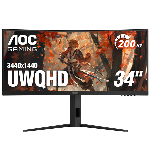 AOC - CU34G4HV 34" VA Panel Curved Gaming Monitor, LED, WQHD (3440x1440), 200Hz, 0.5ms, Freesync - Black