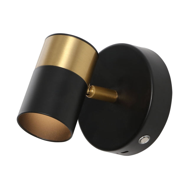 Front. Jonathan Y - Paola 6" 1-Light Adjustable Head Integrated Dimmable LED Rechargeable Spotlight with Touch Sensor, Black/Brass Gold - Black/Brass Gold.