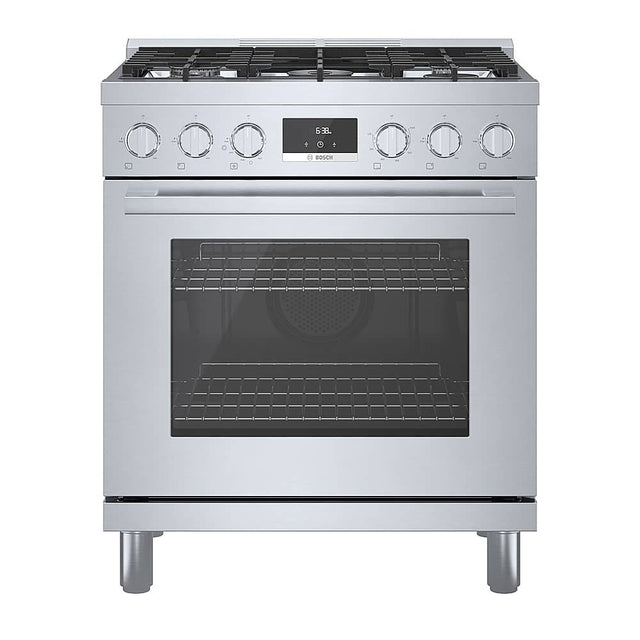 Front. Bosch - 800 Series 3.7 Cu. Ft. Freestanding Gas Convection Range with 5 Dual Flame Ring Burners - Stainless steel.