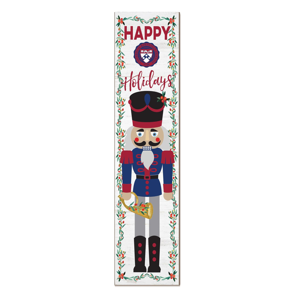Jardine - Pennsylvania Quakers 11" x 46" Nutcracker Holiday Leaner Sign - White