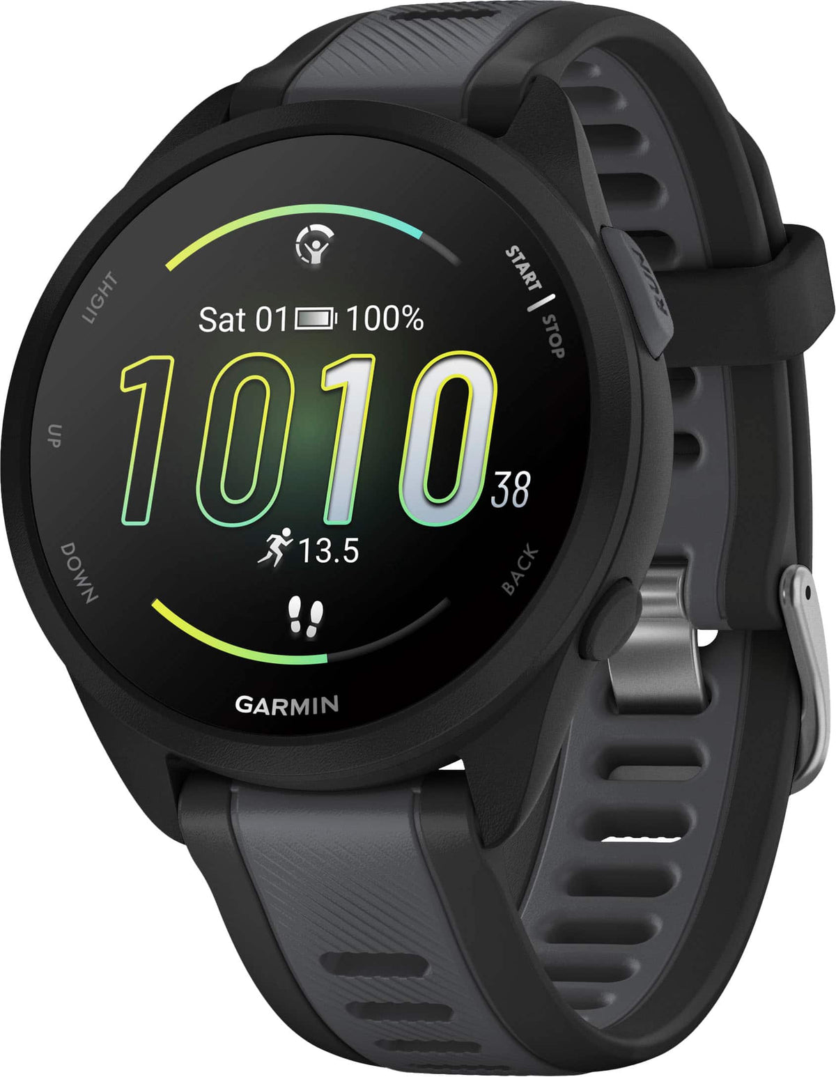 Garmin - Forerunner 165 GPS Smartwatch 43 mm Fiber-Reinforced Polymer - Black/Slate Gray - (2024)