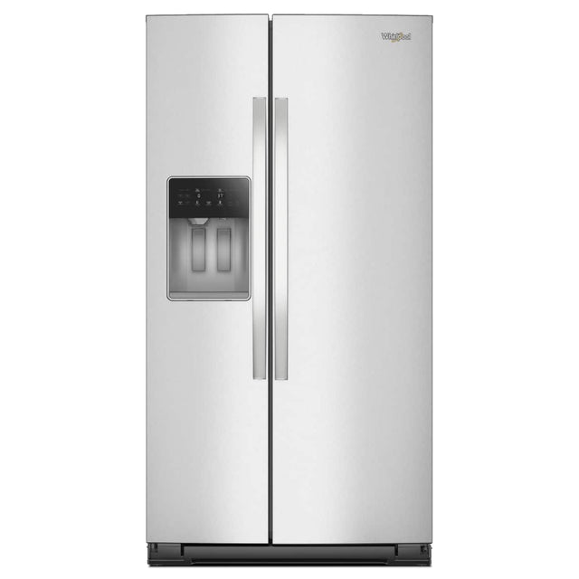 Front. Whirlpool - 36 in. Wide 29 cu. ft. Side-by-Side Refrigerator with TruCool System - Fingerprint-Resistant Stainless Finish.