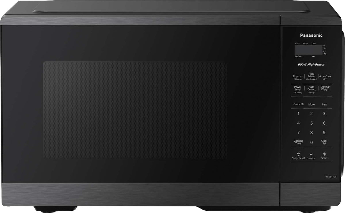 Panasonic - Countertop Microwave Oven, 900W, 0.9 Cu. Ft., Sensor Cook and Reheat, 10 Power Levels - NN-SB44QS - Black Stainless Steel