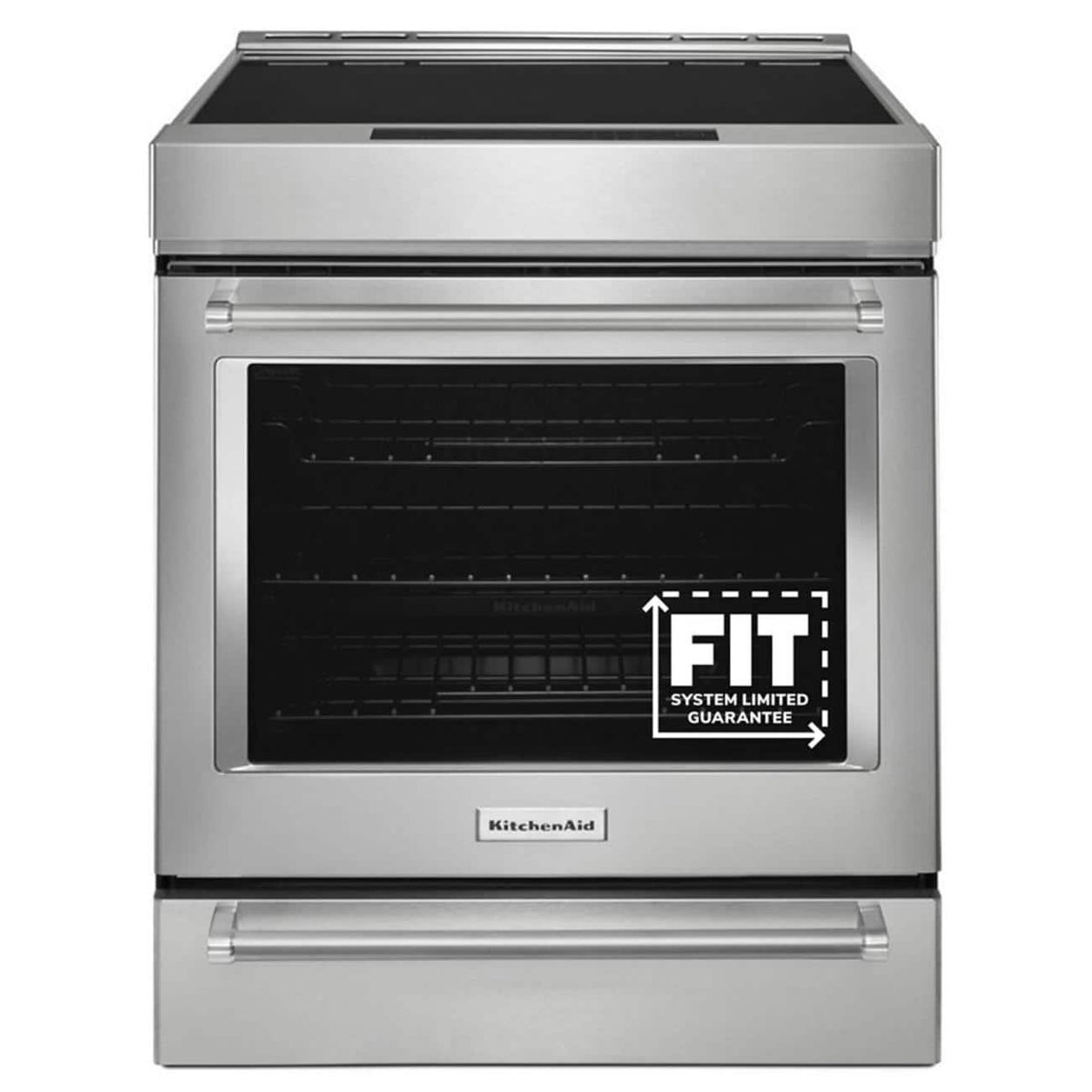 KitchenAid - 30 in. Wide 4 elements 6.4 cu. ft. Slide-In Electric Induction Convection Range with Air Fry - Stainless Steel