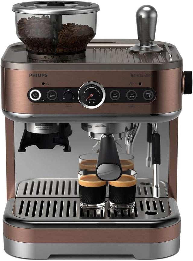 15 13 11 5 7 d PHILIPS Barista Brew Optimal Range $/6 - 3 T. T 1x 2n Pressure On OF Grinder Gnine Amount Formna GRIND Mansal hash LOCK