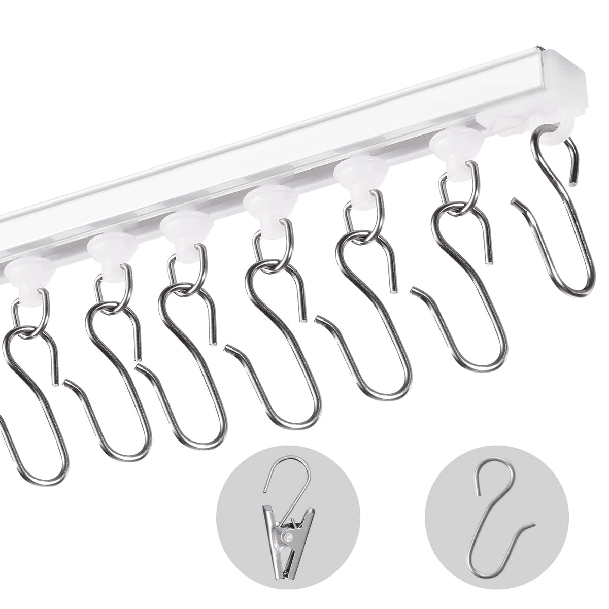 VEVOR - Ceiling Curtain Track Set, 9.9 FT/3 Meter, Self Adhesive, No Drill Ceiling Track System for Curtains - Silver