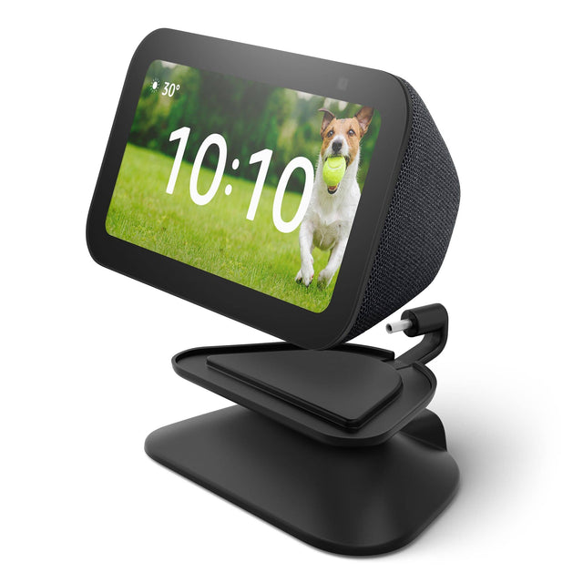 Front. Amazon - Stand for Echo Show 5 (3rd Gen) - Adjustable stand with USB-C Charging Port (Echo Show not included) - Charcoal.