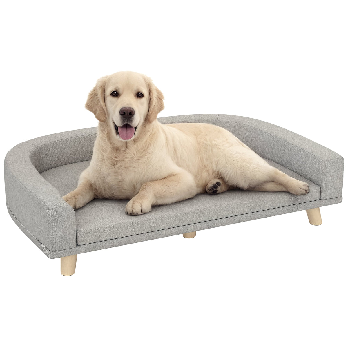 Pawhut - Sofa Couch Bed with Washable Cushion for Large Dogs - Gray