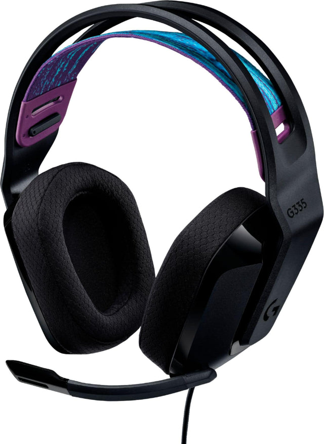 Front. Logitech - G335 Wired Gaming Headset for PC, PS5, PS4, Xbox One, Xbox Series X|S, Nintendo Switch - Black.