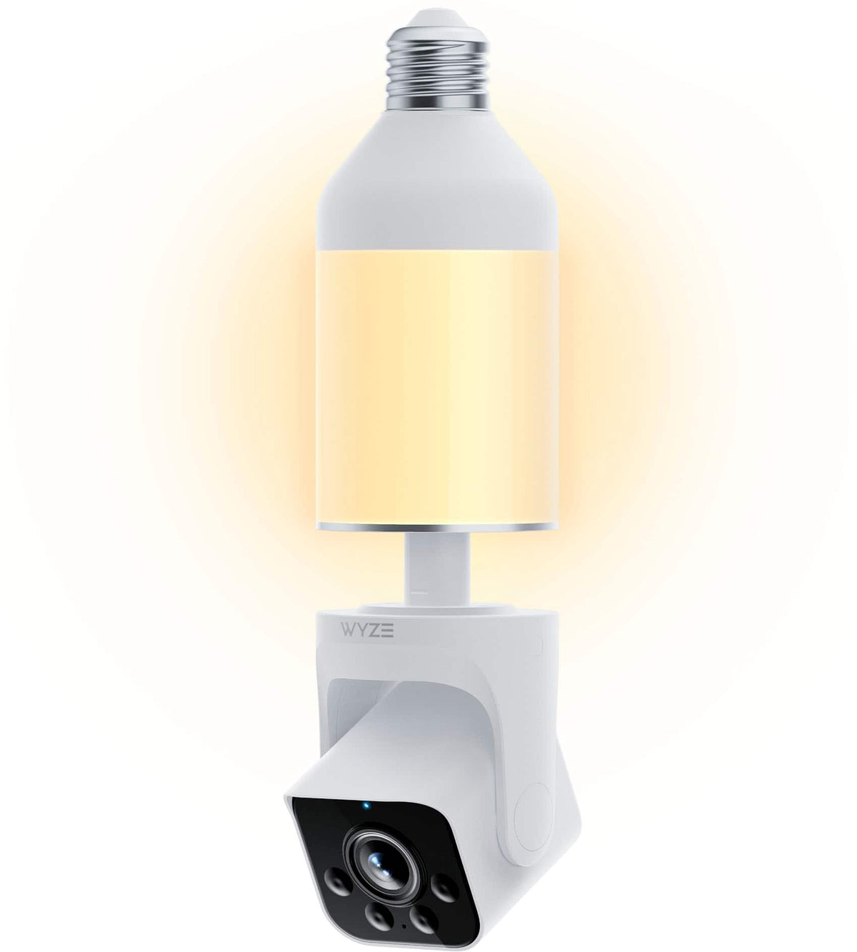 Wyze - 2k Smart Lightbulb WI-Fi Security Camera with Color Night Vision & Dimmable 800 Lumen Bulb - White