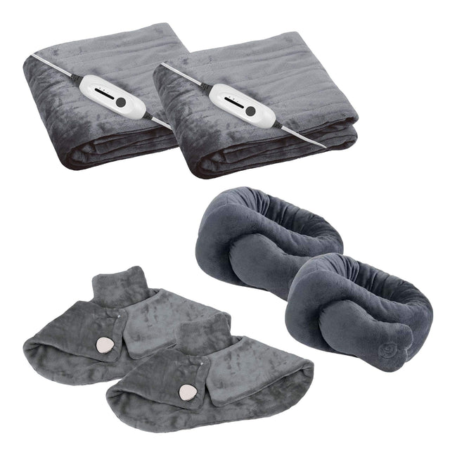 Front. Pursonic - Ultimate Comfort Bundle: Heated Blankets & Relaxing Massagers! - Gray.