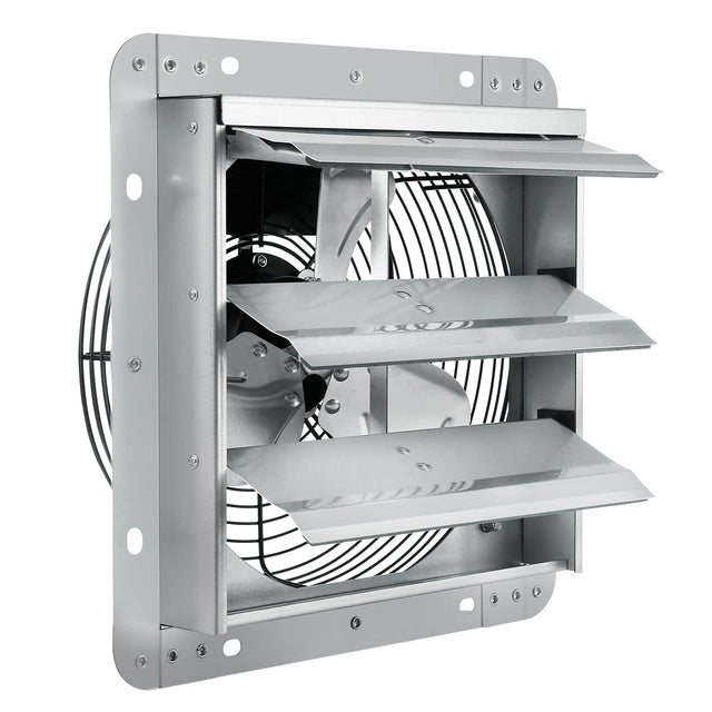 Front. VEVOR - 10'' Shutter Exhaust Fan, High-speed 820 CFM, Aluminum Wall Mount Attic Fan with AC-motor, Ventilation and Cooling - Silver.