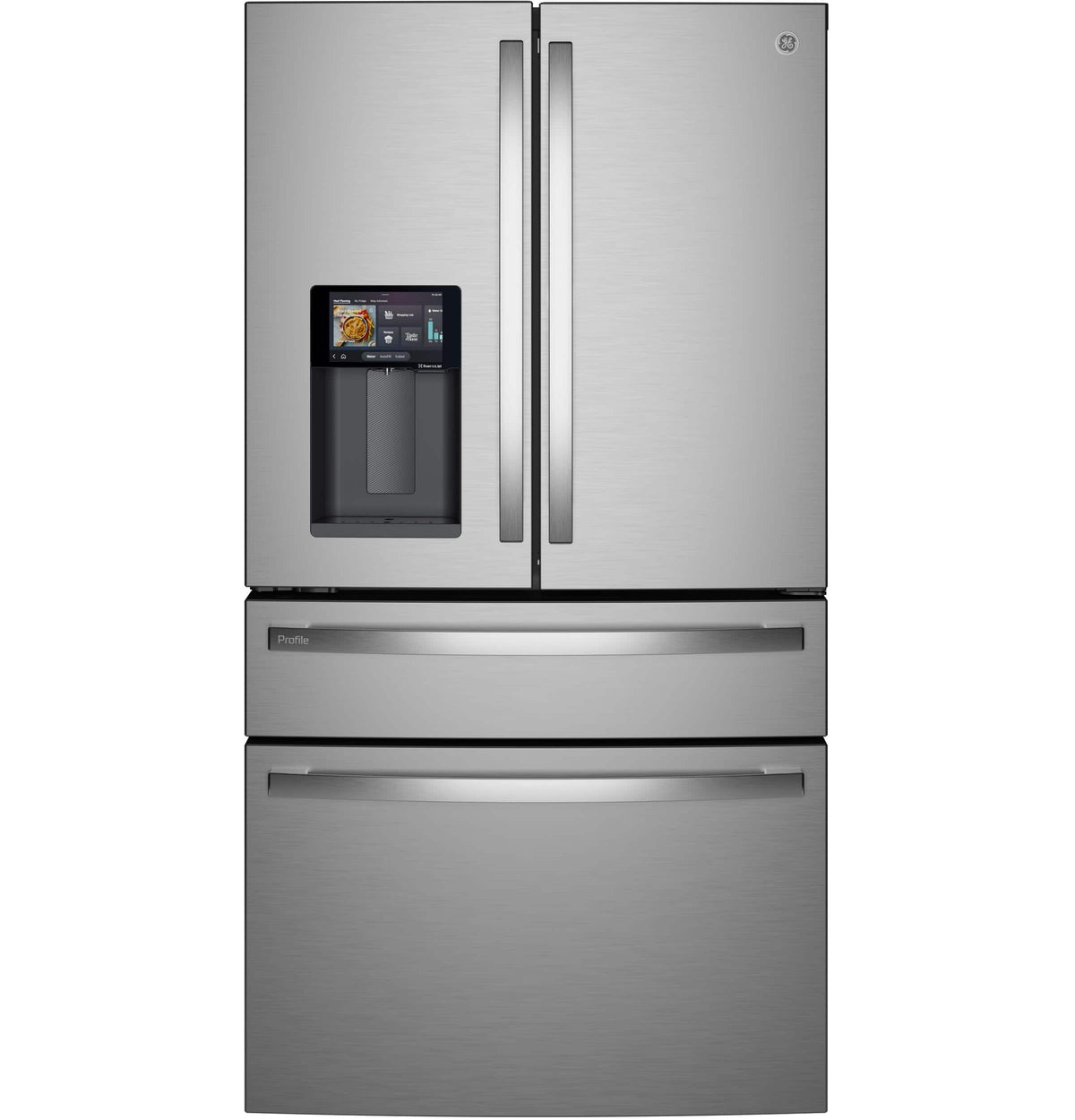 GE Profile - 36 in. Wide 22.43 Cu. Ft. Smart Counter-Depth 4-Door French Door Refrigerator with Energy Star and Kitchen Assistant - Stainless Steel