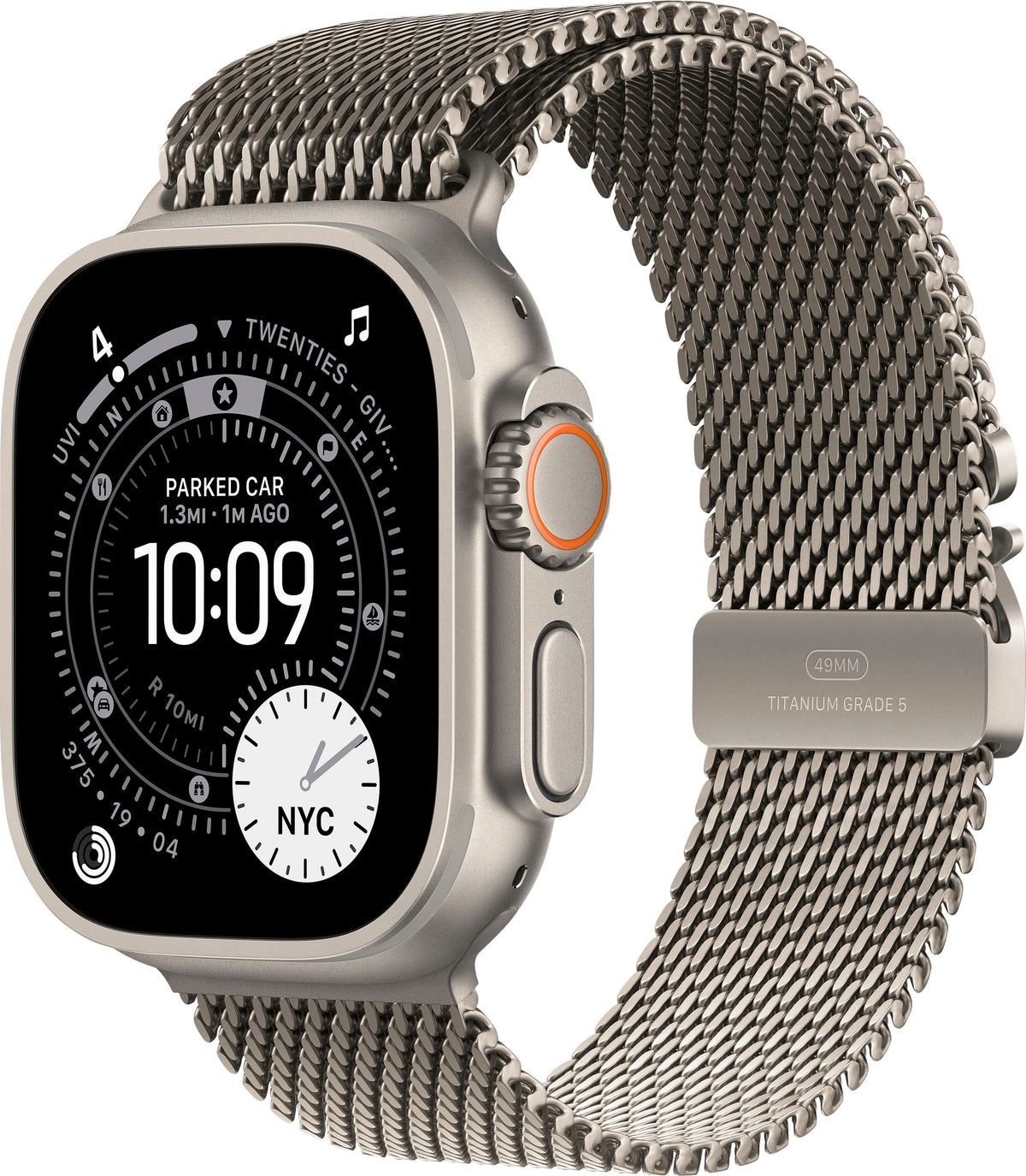 Apple Watch Ultra 3 (GPS+Cellular) 49mm Titanium Case with Titanium Milanese Loop - Large - Natural - (2025)