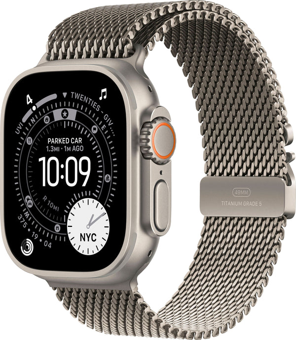 Apple Watch Ultra 3 (GPS+Cellular) 49mm Titanium Case with Titanium Milanese Loop - Large - Natural (Verizon) - (2025)