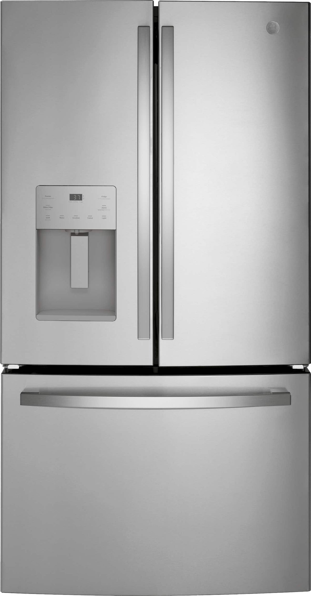 GE - 36 in. Wide 20.6 Cu. Ft. French Door Counter Depth Refrigerator with Space Saving Icemaker - Stainless Steel