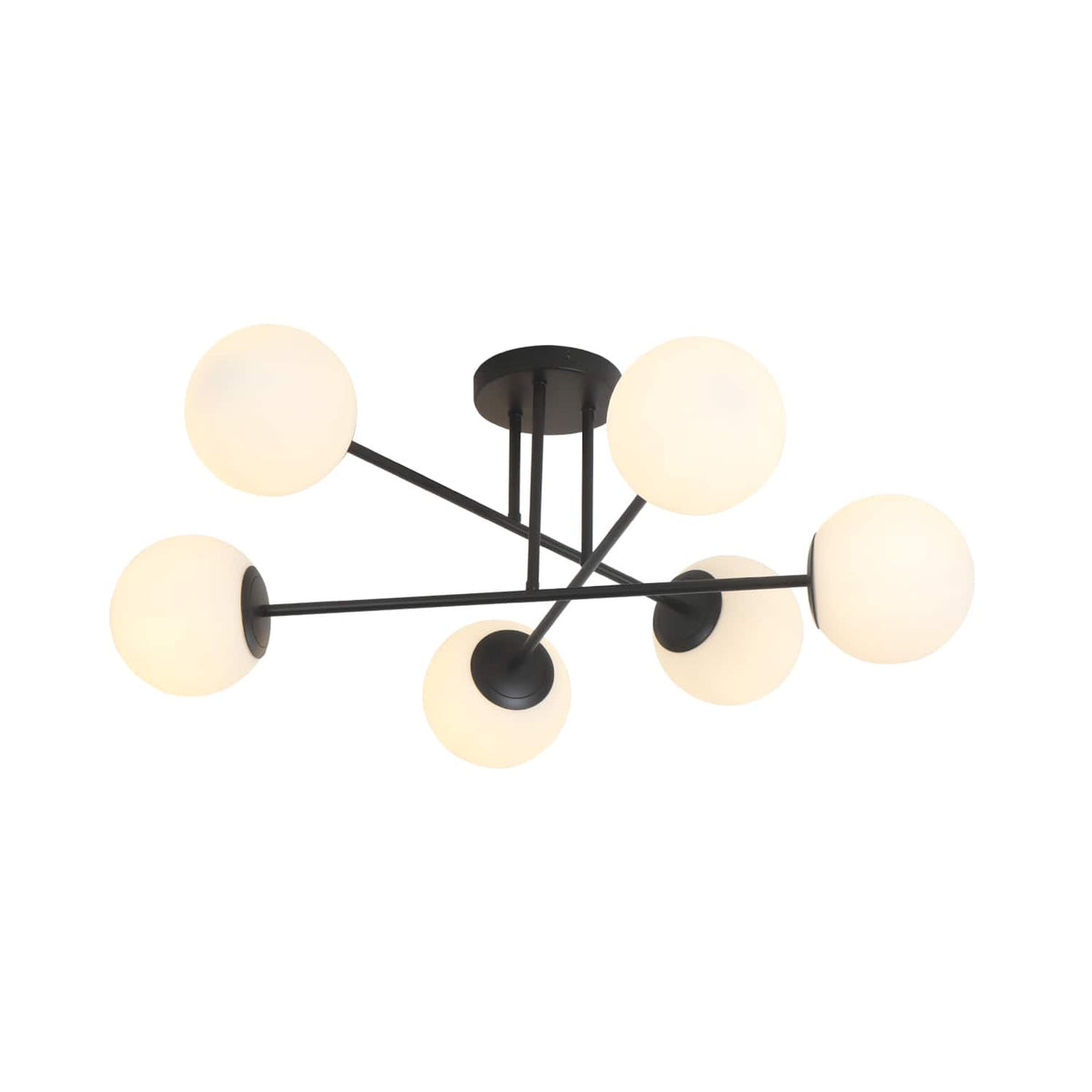 Umeiluce - Modern 6-Light 30.7 Inches Semi-Flush Mount Glass Globes E12 - Matte Black
