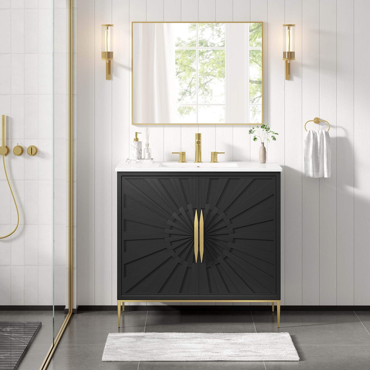 Awaken Bathroom Vanity Basin Included by Modway - White Black